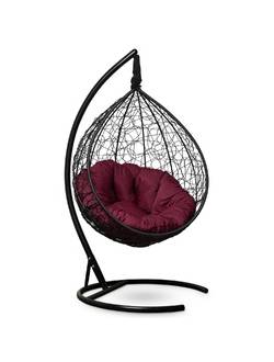 Подвесное кресло-кокон SEVILLA VERDE черный кокон+бордовая подушка