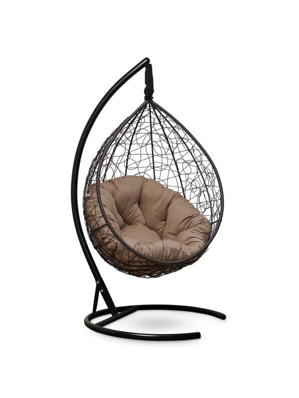 Подвесное кресло-кокон SEVILLA VERDE шоколадный кокон+бежевая подушка