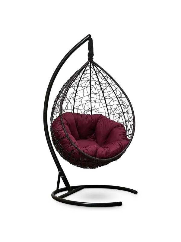 Подвесное кресло-кокон SEVILLA VERDE шоколадный кокон+бордовая подушка