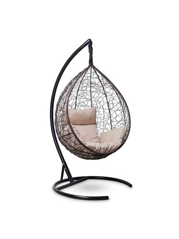 Подвесное кресло-кокон SEVILLA шоколадный кокон+бежевая подушка