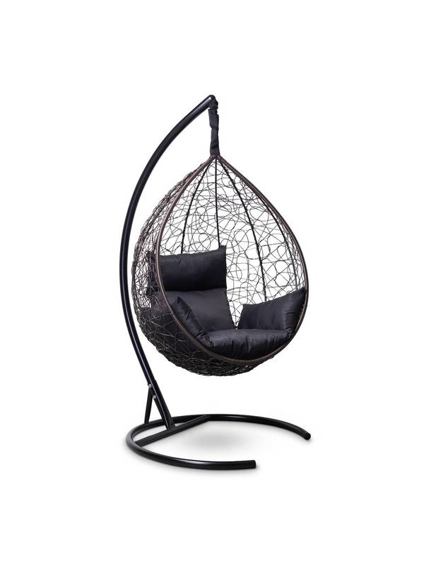 Подвесное кресло-кокон SEVILLA горячий шоколад кокон+черная подушка
