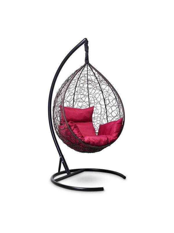 Подвесное кресло-кокон SEVILLA горячий шоколад кокон+бордовая подушка