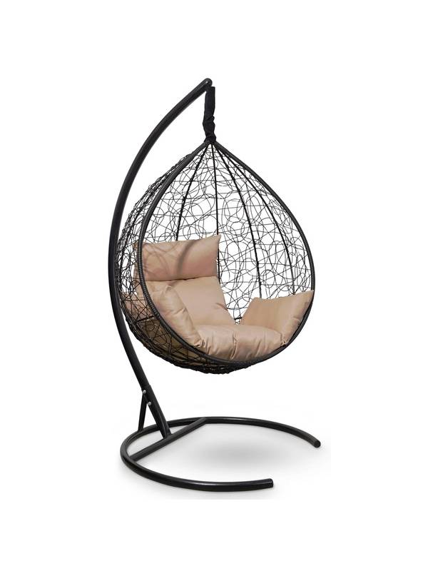 Подвесное кресло-кокон SEVILLA черный кокон+бежевая подушка