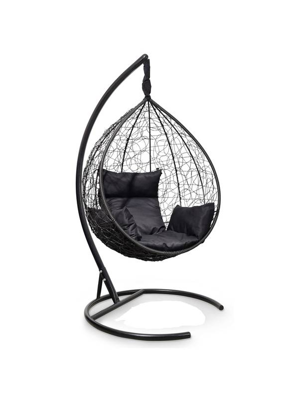 Подвесное кресло-кокон SEVILLA черный кокон+черная подушка