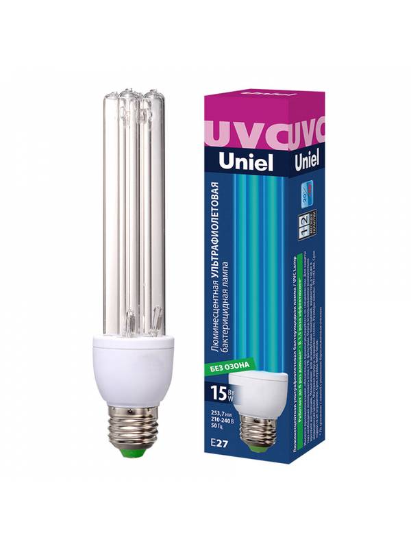 Лампа бактерицидная ультрафиолетовая Uniel ESL-PLD-15/UVCB/E27/CL