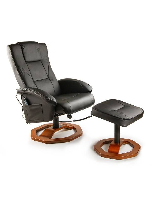 TV-кресло Calviano 92 с пуфом (черное, массаж)