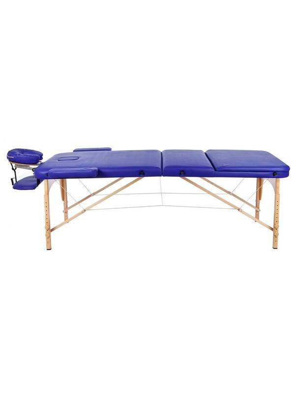 Массажный стол Atlas Sport 60 см складной 3-с деревянный (синий)+ сумка в подарок