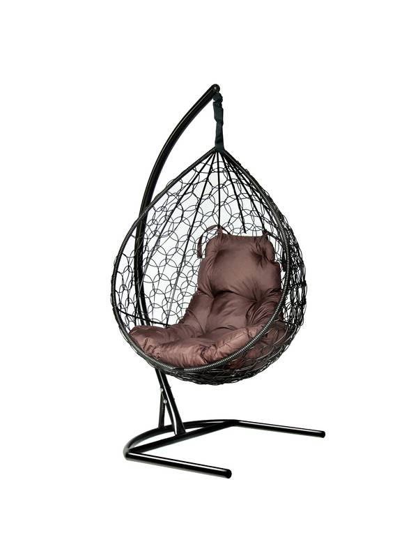 Подвесное кресло-кокон Liverpool черный кокон + шоколад подушка