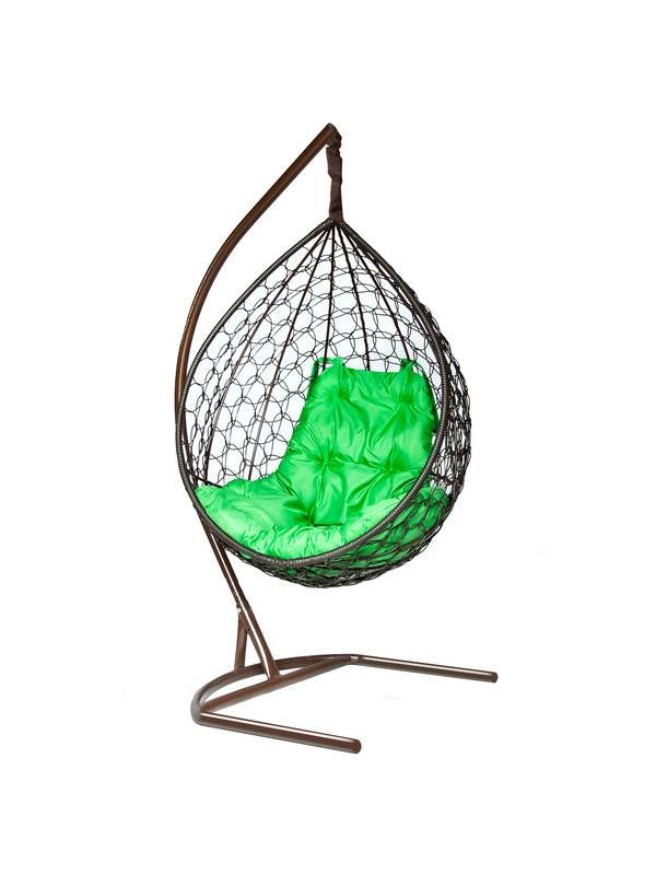 Подвесное кресло-кокон Liverpool шоколадный кокон+ зеленая подушка