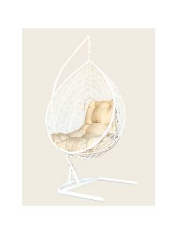 Подвесное кресло-кокон Liverpool белый кокон + бежевая подушка