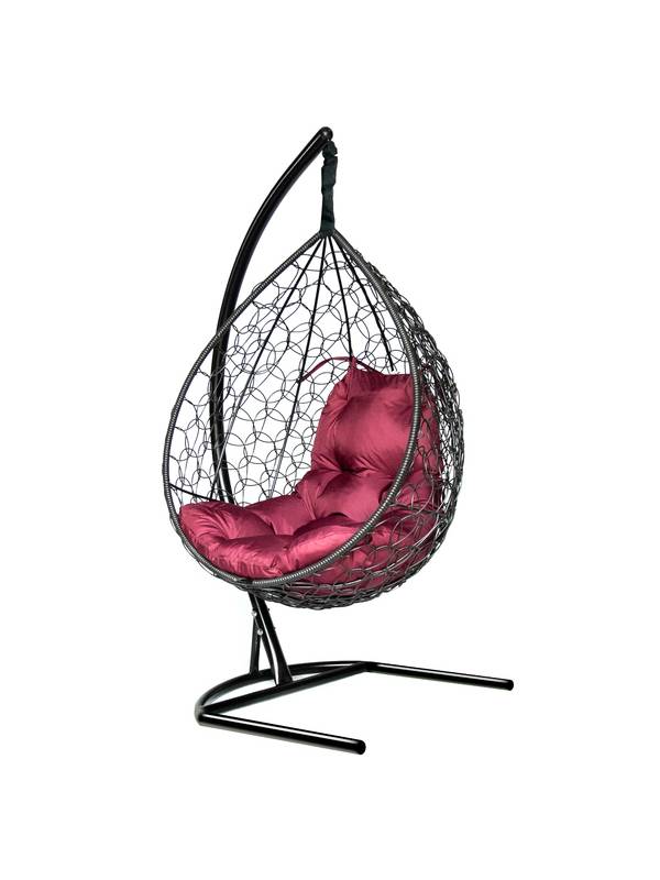 Подвесное кресло-кокон Liverpool черный кокон + бордовая подушка