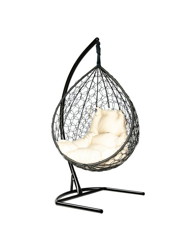 Подвесное кресло-кокон Liverpool черный кокон + бежевая подушка