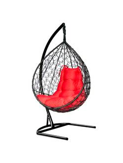 Подвесное кресло-кокон Liverpool черный кокон + красная подушка