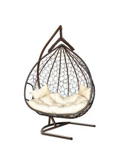 Подвесное кресло-кокон DUBLIN коричневый кокон + бежевая подушка