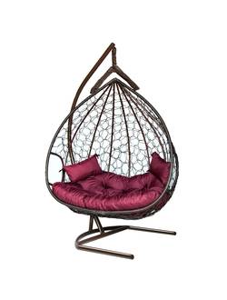 Подвесное кресло-кокон DUBLIN коричневый кокон +бордовая подушка