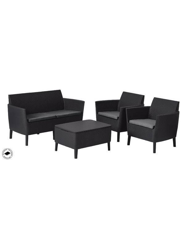 Набор уличной мебели (диван, 2 кресла, столик) Salemo 2-sofa set, графит