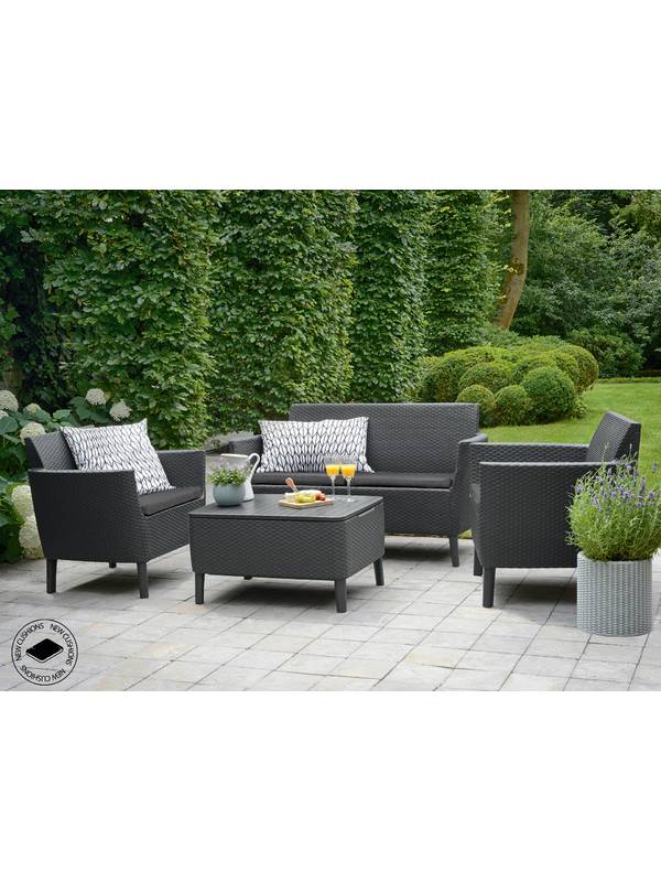 Набор уличной мебели (диван, 2 кресла, столик) Salemo 2-sofa set, графит
