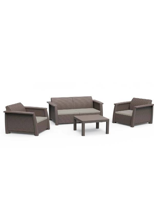 Набор мебели Toledo (двухместный диван, 2 кресла, столик), капучино