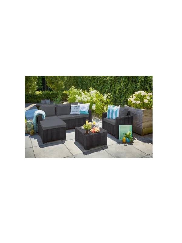 Набор уличной мебели Moorea Set (угловой диван, 2 кресла, столик), графит