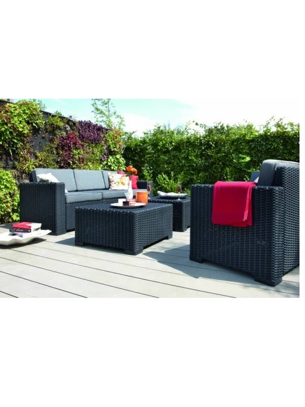 Набор уличной мебели (трехместная скамья, два кресла, столик) CALIFORNIA 3 set, графит