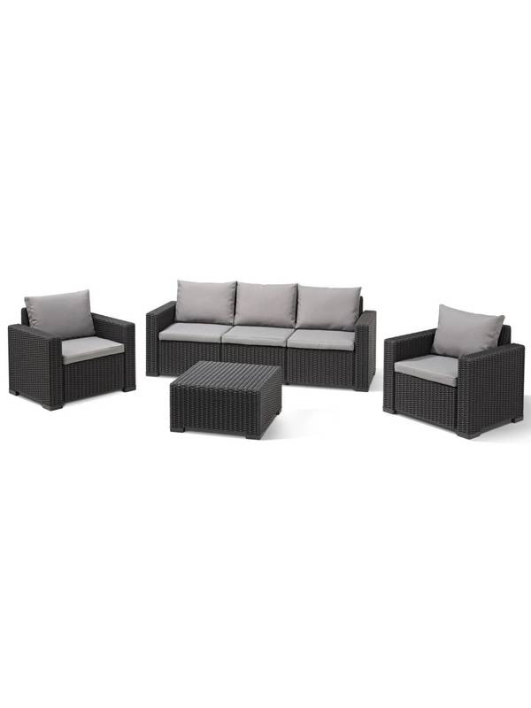 Набор уличной мебели (трехместная скамья, два кресла, столик) CALIFORNIA 3 set, графит