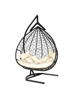 Подвесное кресло-кокон DUBLIN черный кокон + бежевая подушка